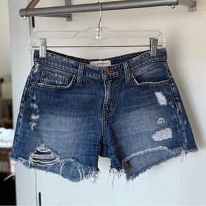 Flying Monkey Distressed Dark Blue Denim Shorts